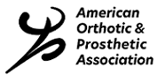 A black and white logo of the american orthopaedic prosthesis association.